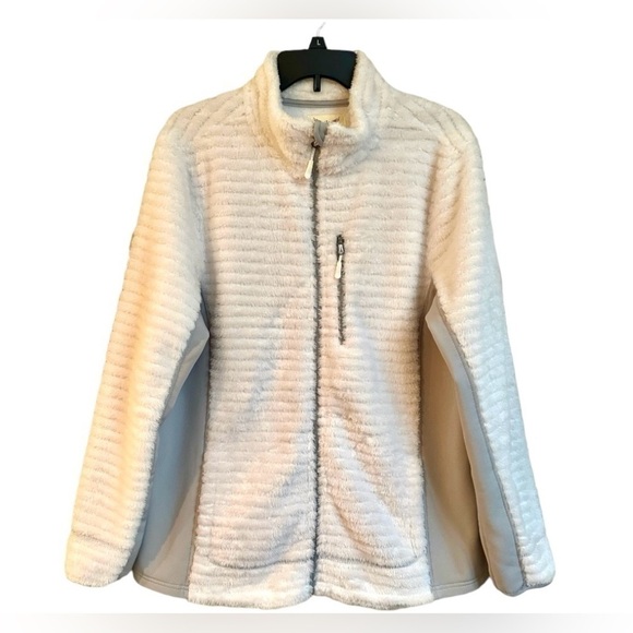 Faded Glory Jackets & Blazers - FADED GLORY,WOMENS LIGHTWEIGHT,ZIP FRONT JACKET.WHITE/GREY RIBBED FLEECE.SIZE 1X